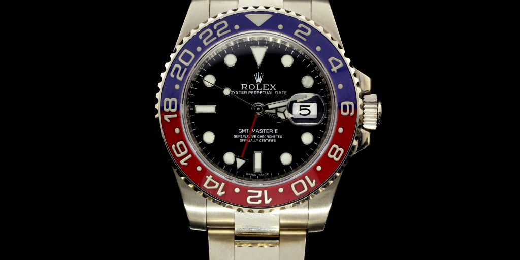 Rolex GMT Master II in 14k White Gold.