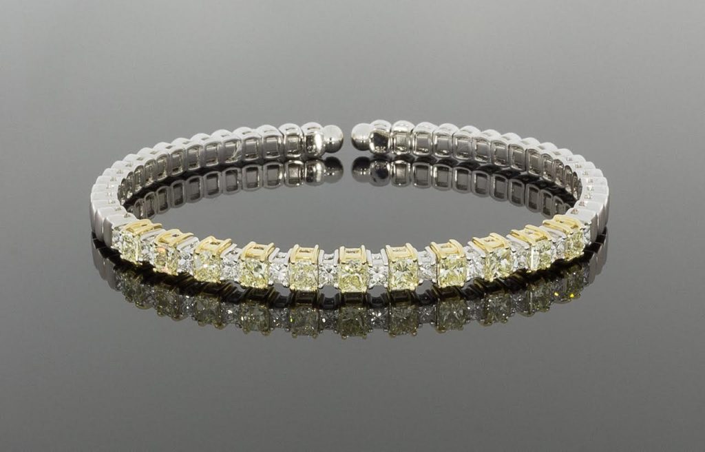 Canary Yellow and White Diamond Bracelet