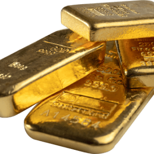 Four shiny gold bars, stacked at angles, showcasing their engraved details and reflecting light, symbolizing wealth and luxury.