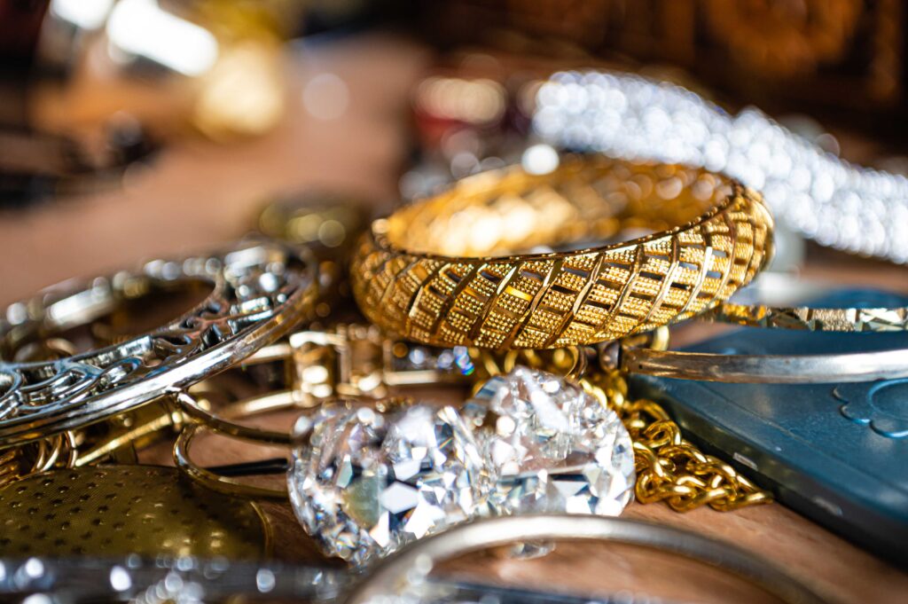 closeup of beautiful jewelry for pawn