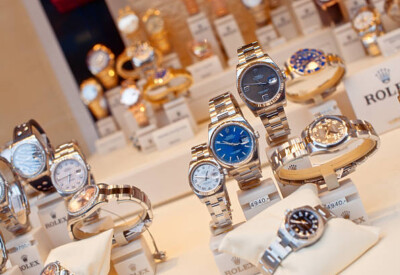 Several Rolex watches on display
