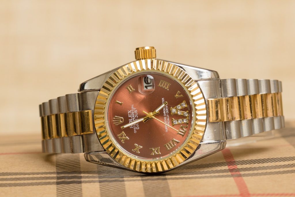 silver gold rolex watch