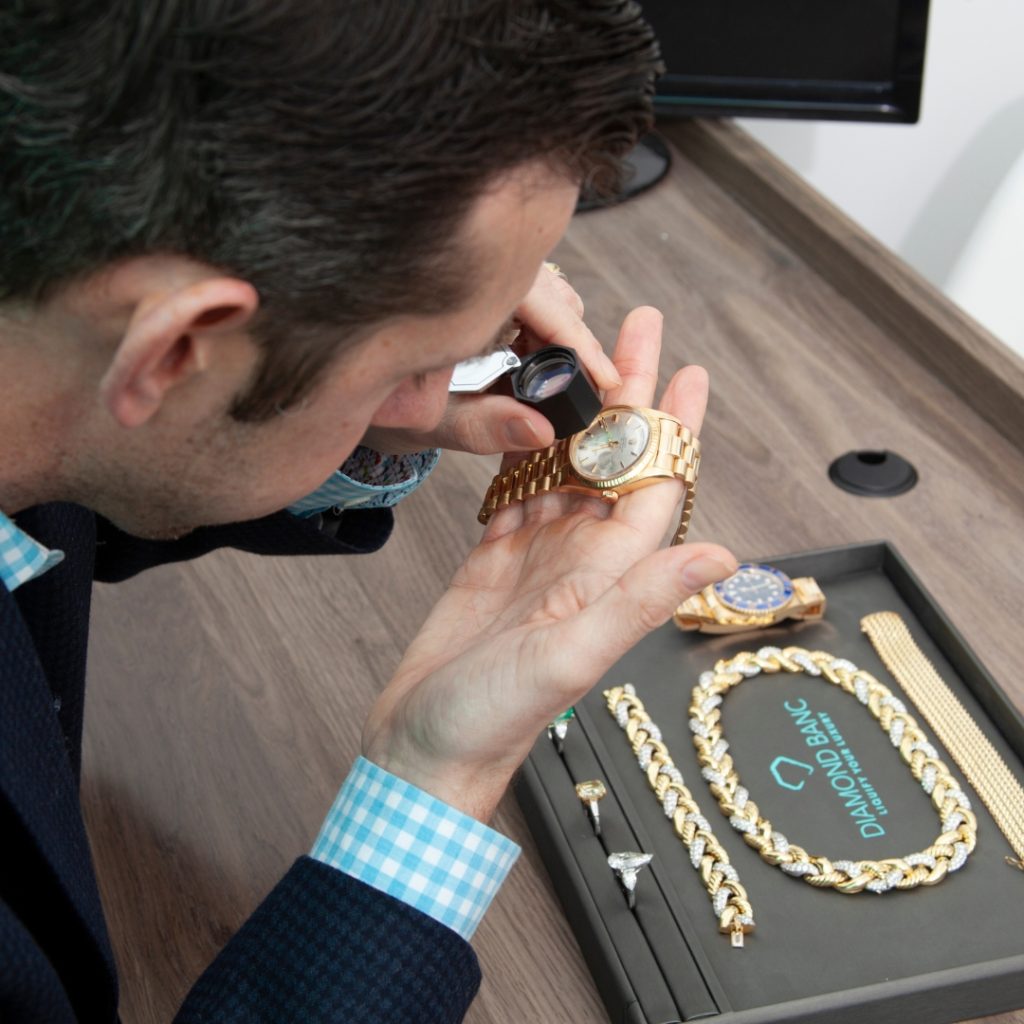 Diamond Banc expert appraising Rolex watches and other jewelry