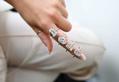 Diamond shapes presented on a hand model