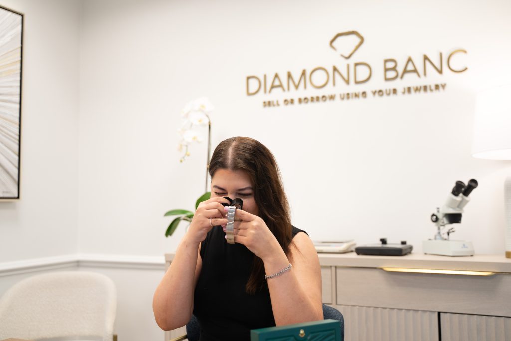 Silvea Parsamyan reviewing jewelry in Pasadena
