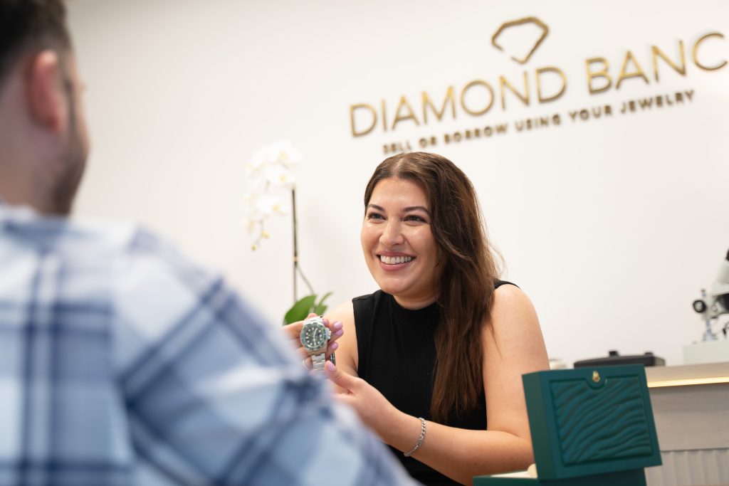 Silvea Parsamyan working with a client at Diamond Banc