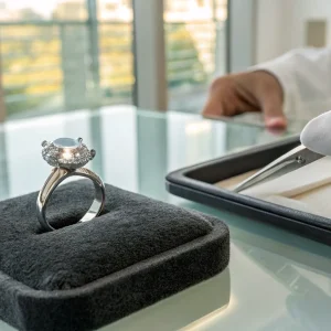 Getting an evaluation from a jeweler to sell my diamond ring for cash.