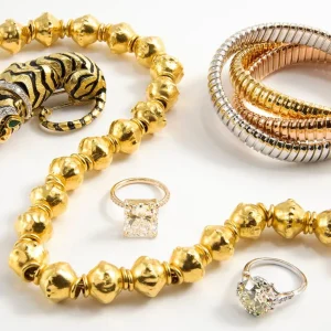 Estate jewelry arranged for a professional evaluation